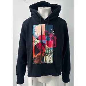 Zimmermann logo print multicolor long sleeve hooded sweatshirt sz 0